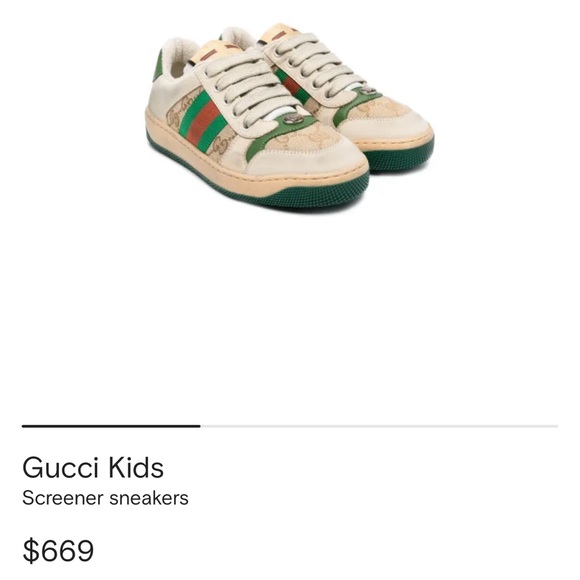 Gucci Kids Sneakers with Green and Beige Design - Picture 1 of 6